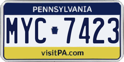 PA license plate MYC7423