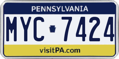 PA license plate MYC7424