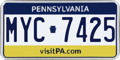 PA license plate MYC7425