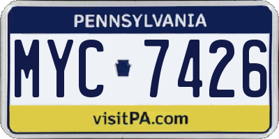 PA license plate MYC7426
