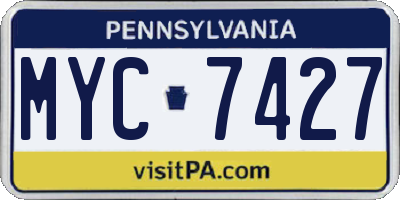 PA license plate MYC7427