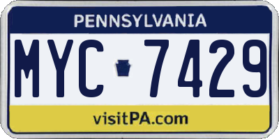 PA license plate MYC7429