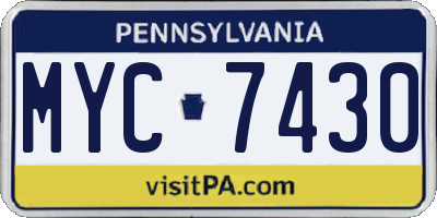 PA license plate MYC7430