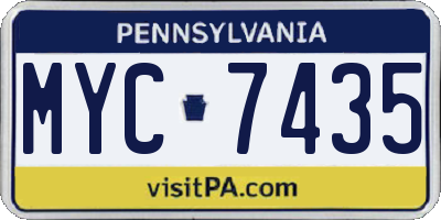 PA license plate MYC7435