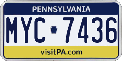 PA license plate MYC7436