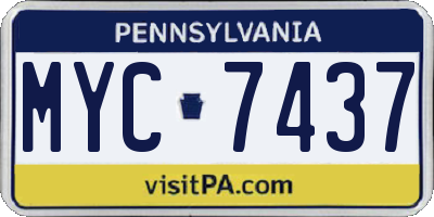 PA license plate MYC7437