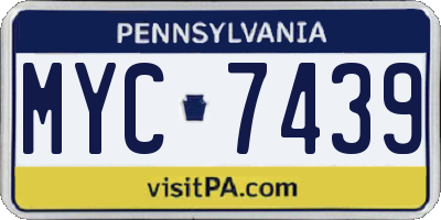 PA license plate MYC7439