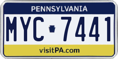 PA license plate MYC7441