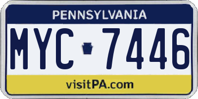 PA license plate MYC7446