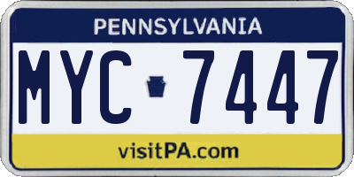 PA license plate MYC7447