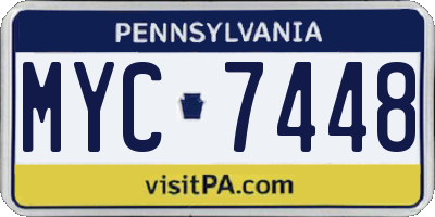 PA license plate MYC7448