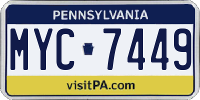 PA license plate MYC7449