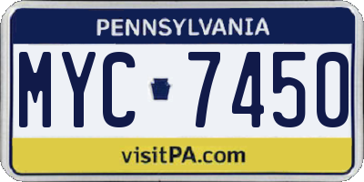 PA license plate MYC7450