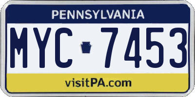 PA license plate MYC7453