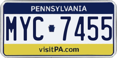 PA license plate MYC7455