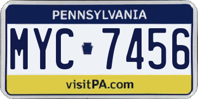 PA license plate MYC7456