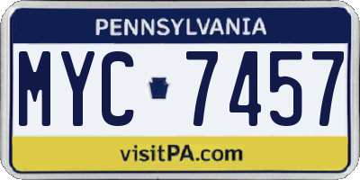 PA license plate MYC7457