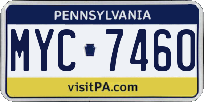 PA license plate MYC7460