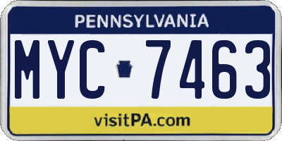 PA license plate MYC7463