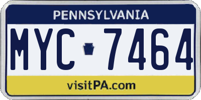 PA license plate MYC7464