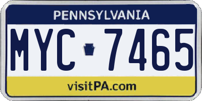PA license plate MYC7465
