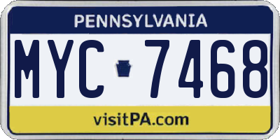 PA license plate MYC7468