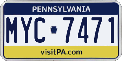 PA license plate MYC7471