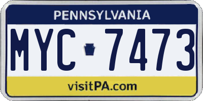 PA license plate MYC7473