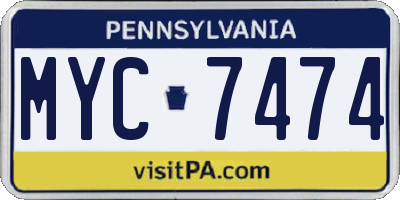 PA license plate MYC7474