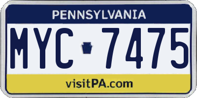 PA license plate MYC7475