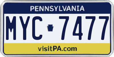 PA license plate MYC7477