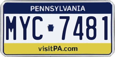 PA license plate MYC7481