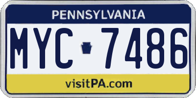 PA license plate MYC7486