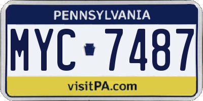 PA license plate MYC7487