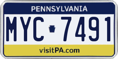 PA license plate MYC7491
