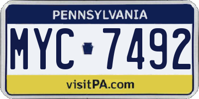 PA license plate MYC7492