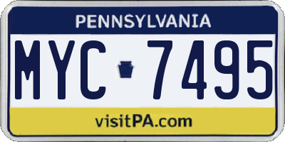 PA license plate MYC7495