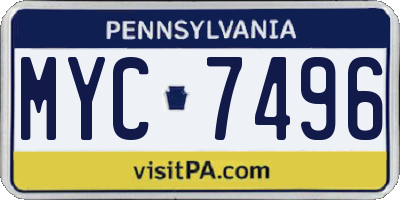PA license plate MYC7496