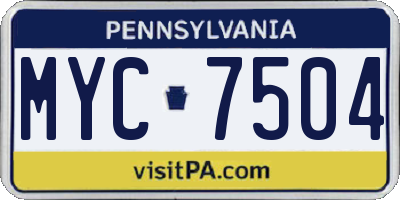 PA license plate MYC7504
