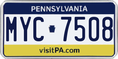 PA license plate MYC7508