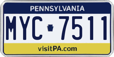 PA license plate MYC7511