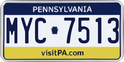 PA license plate MYC7513