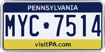 PA license plate MYC7514