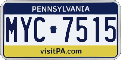 PA license plate MYC7515