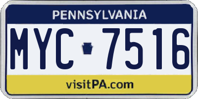 PA license plate MYC7516