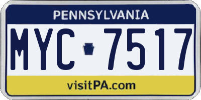 PA license plate MYC7517