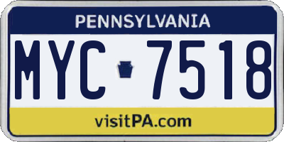 PA license plate MYC7518