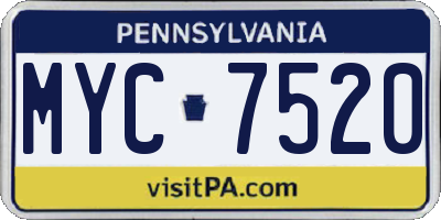 PA license plate MYC7520