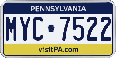 PA license plate MYC7522