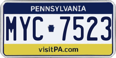 PA license plate MYC7523